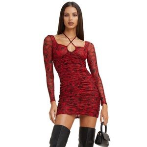 I AM GIA Colette red long sleeve mini dress